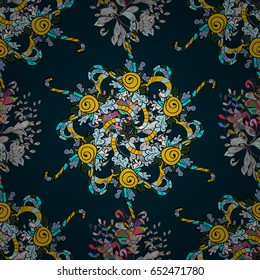 Paisleys elegant floral vector seamless pattern background wallpaper illustration with vintage stylish beautiful modern 3d line art superb and colorful paisley flowers, doodles, leaves and ornaments.