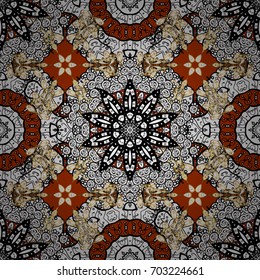 Paisleys elegant floral vector seamless pattern background wallpaper illustration with vintage stylish beautiful modern 3d line art gold and brown paisley flowers, doodles, leaves and ornaments.
