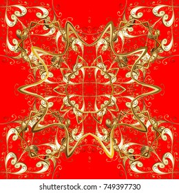 Paisleys elegant floral vector seamless pattern background wallpaper illustration with vintage stylish beautiful modern 3d line art gold and red, brown and beige paisley flowers leaves and ornaments.