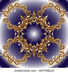Paisleys elegant floral vector sketch pattern background wallpaper illustration with vintage stylish beautiful modern 3d line art gold and blue, violet and neutral paisley flowers leaves and ornaments
