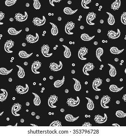 Paisley.Seamless vector pattern.Traditional ethnic pattern. Brushwork by hand. Black and white vector image