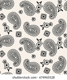 Paisley.Seamless vector pattern.Traditional ethnic pattern. Brushwork by hand. Black and white vector image.