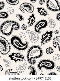 Paisley.Seamless vector pattern.Traditional ethnic pattern. Brushwork by hand. Black and white vector image.