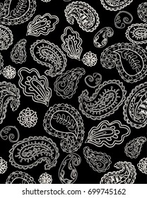 Paisley.Seamless vector pattern.Traditional ethnic pattern. Brushwork by hand. Black and white vector image.