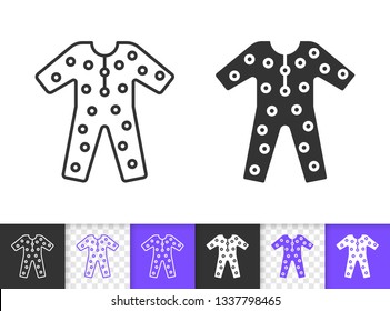 Pajama black linear and silhouette icons. Thin line sign of sleepwear. Wear outline pictogram isolated on white, transparent background. Shirt Vector Icon shape. Nightwear simple symbol closeup