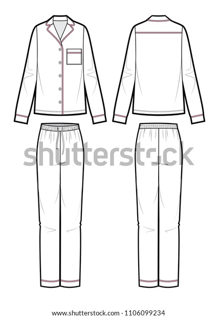 Pajama Black White Sketch Stock Vector (Royalty Free) 1106099234 ...