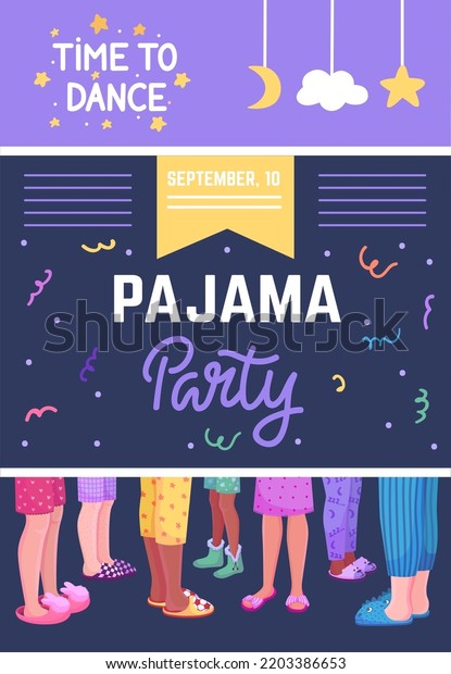 Pajama Party Banner Night Dance Home Stock Vector Royalty Free