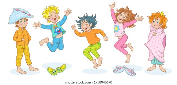Pajama Party Cute Happy Kids Pajamas Stock Vector (Royalty Free) 1758946670