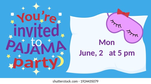 Invitación del partido Pajama en blanco. Plantilla de vector Fiesta de número de segmentos para niños