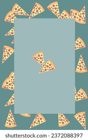 Pajama party invitation card, pizza slices.