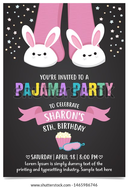 Pajama Party Invitation Card Template Stock Vector (Royalty Free