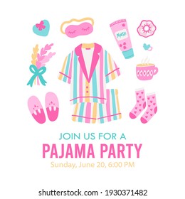 Pajama Party Invitation Template Card Birthday Stock Vector (Royalty ...