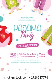 Pajama party poster with fun and Invitation for slumber party