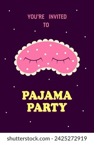 Póster de invitación de fiesta de pijama. Bonita venda. Despedida de soltera temática, fiesta de pijamas. Ilustración de vector