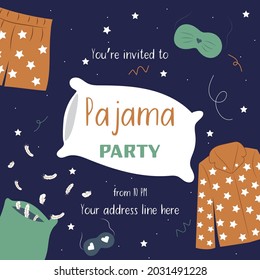 Pajama party poster with you're invited to pajama party