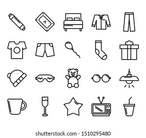 Pajama Party Simple Vector Icon Set. Element for Website, Application, User Interface. Premium Package.
