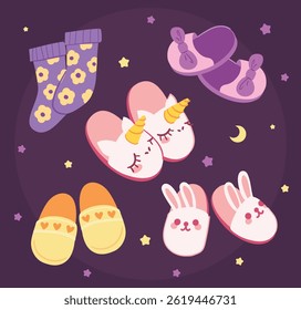 Pajama Party Sleep Slipper Elements Sleepover Celebration