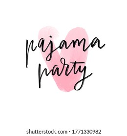 Pajama party vector phrase for party invitation, card, poster or banner. Handwritten Modern brush calligraphy.