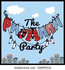 the pajama party.Vector illustration.