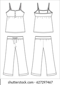 pajama set -  black and white fashion illustration