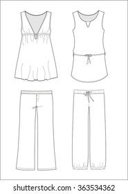 Pajama set ~ cad fashion sketch