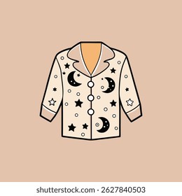 Pajama top with moon and star pattern sleepwear fashion apparel illustration