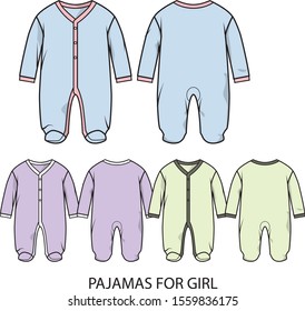 pajamas for girl vector template pattern