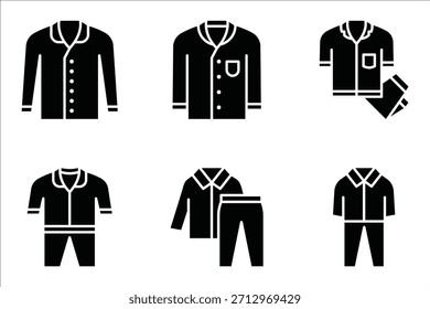 Conjunto de iconos de pijamas, conjunto de iconos vectoriales aislados sobre un fondo blanco.