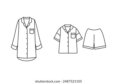 Pajamas, nightgown, outline icon illustration 