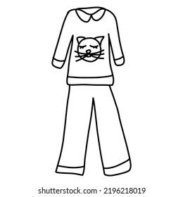 Pajamas are painted in doodle style and isolated on a white background