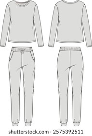 Women’s Pajamas pant, Sleep wear, Fashion Flat Sketch Vector Illustration, CAD, Technical Drawing, Flat Drawing, Template, Mockup.