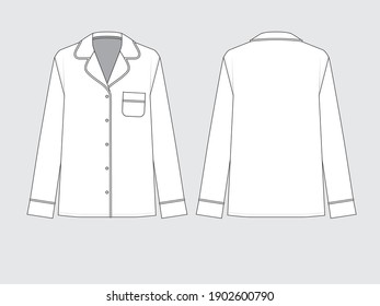 pajamas shirt, front and back, drawing flat sketches with vector illustration by sweettears