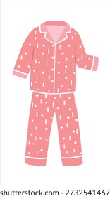 Pajamas vector in flat cartoon style. Pink kids pajama with polka dot pattern. Cute sleepwear illustration isolated. Sleepwear clipart. Sleep element