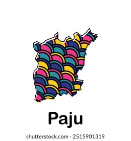 Paju City of Korea mapa ilustração vetorial, modelo vetorial com estilo de círculo colorido isolado no fundo branco