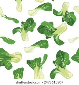 Pak choi seamless pattern. Beautiful vector seamless pattern hand drawn, food background.