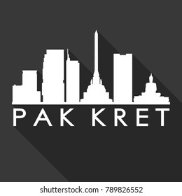 Pak Kret Thailand Asia Flat Icon Skyline Silhouette Design City Vector Art Famous Buildings.