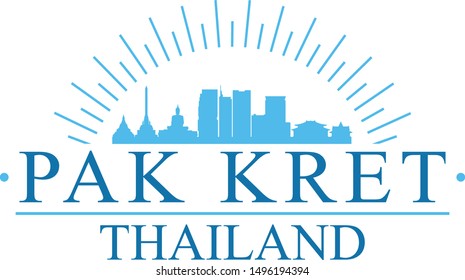 Pak Kret Thailand City. Banner Design. City Skyline. Silhouette Vector. Famous Monuments.