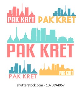 Pak Kret Thailand Flat Icon Skyline Vector Silhouette Design Set