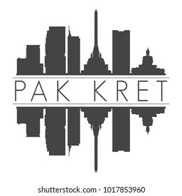 Pak Kret Thailand Skyline Vector Art Mirror Silhouette 