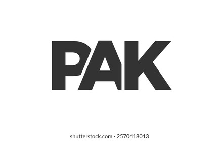 PAK logo design template with strong and modern bold text. Initial based vector logotype featuring simple and minimal typography. Trendy company identity ideal for businesses brand presence.