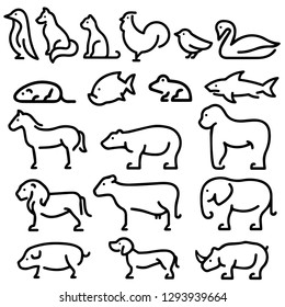 Pak with a schematic depiction of various animals using the line