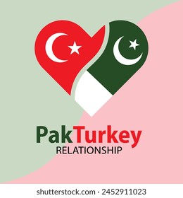 Pak Turkey Relationship Vector Illustration - Pakistan Friendship with Turkey - Pak and Turkey Flag