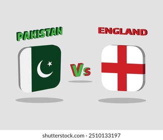 Pak vs Eng international Cricket 3D flags design. Victor 3d text Pakistan England Flag Editable eps file. icon Flags ,Cricket, Sport's ,Games. Vector illustration. Isolated on Grey background.