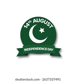 Pakistan 14th august badge, Digital illustration, Vector illustration