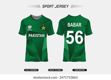 Pakistan 2024 T20 Cricket Jersey. Official Cricket Jersey.