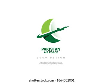 PAKISTAN AIR FORCE Concept Design, A Fighter Plane Flying Through A Crescent, Suitable For Defence Day, Independence Day, Resolution Day Of Pakistan And Pakistan Air Force Adverts 