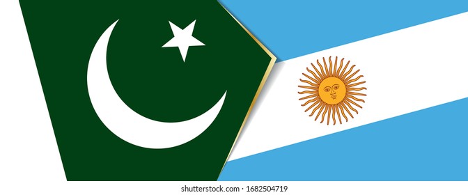 Pakistan und Argentinien Flaggen, zwei Vektorillustrationen Flaggen Symbol für Beziehung oder Konfrontation.