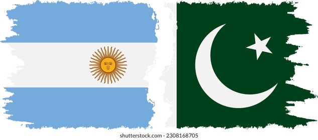 Pakistan and Argentina grunge flags connection, vector