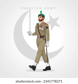 Pasada la Marcha de las Fuerzas Armadas de Pakistán el 23 de marzo Día de la RESOLUCIÓN PAKISTÁN ilustración vectorial
