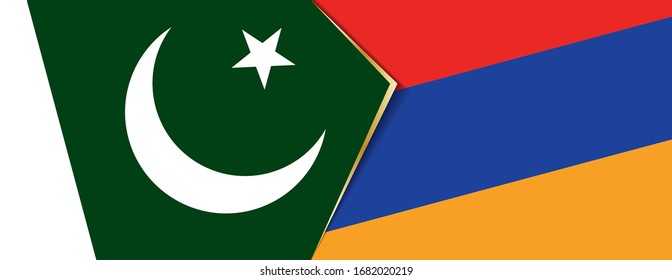Pakistan and Armenia flags, two vector flags symbol of relationship or confrontation.